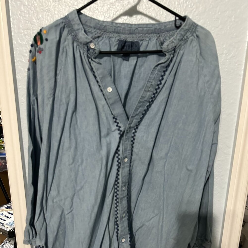 Lucky Brand Denim Embroidered Shirt